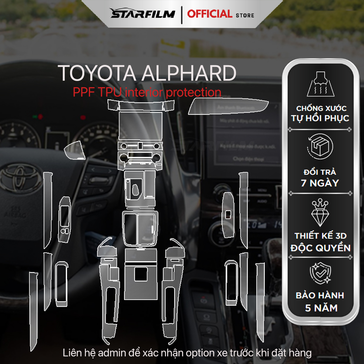 Toyota Alphard PPF TPU nội thất chống xước tự hồi phục STARFILM